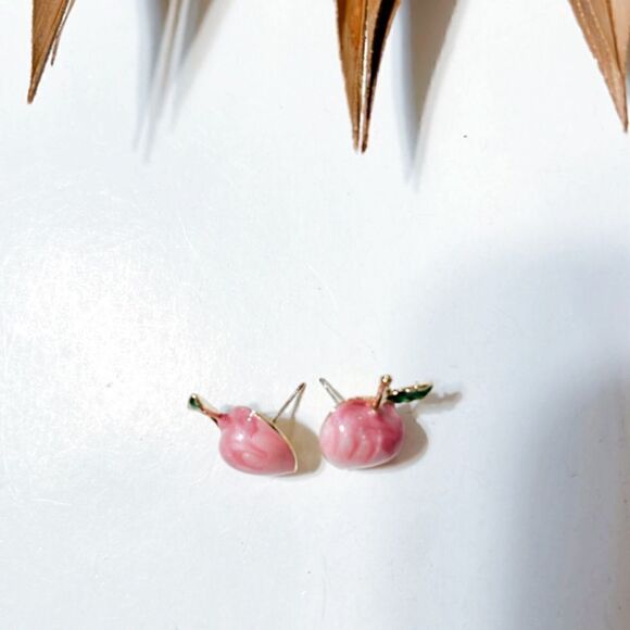Peach stud earrings S535 - Picture 3 of 4
